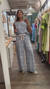 Blue Mix Print Top & Pant Set