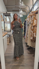 Printed Smocked Halter Top & Skirt Set