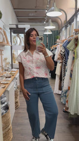 Embroidered Flowers Top