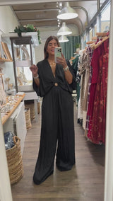 Black Kimono Sleeves Jumpsuit