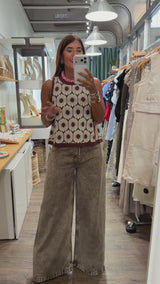 Brown Print Swing Top
