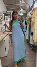 Blue & Green Halter Dress