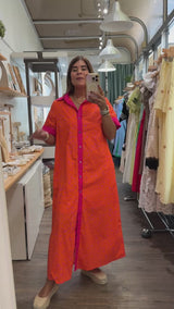 Orange & Magenta Printed Dress