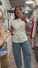 White Front Knot Top
