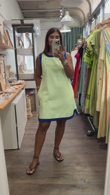 Lime & Blue Textured Dress