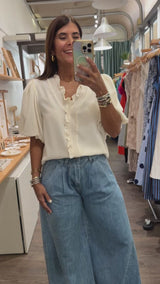 Ivory Ruffle Detail Top
