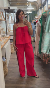 Red Side Stripes Top & Pant Set