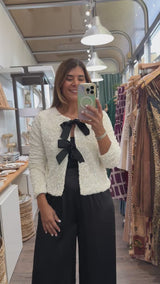 Ivory Sequin Front Ties Top