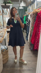 Navy Collared Neck Dress