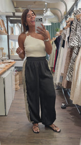 Black Lace Detail Harem Pants