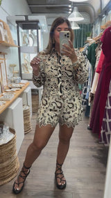 Leopard Print & Lace Top & Shorts Set