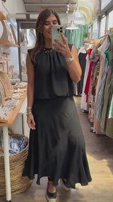 Black Top & Skirt Set