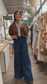 Brown & Brown V-Neck Top