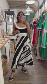 Black Stripes Top & Skirt Set