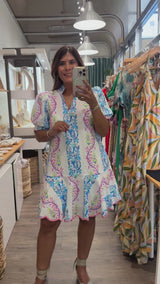 Spring Print Drop Waist Dress