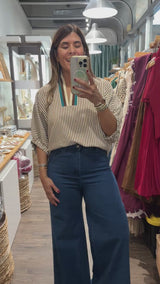 Caramel Stripes Dolman Sleeves Top