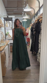 Hunter Green Tiered Maxi Dress