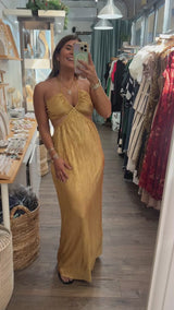 Gold Cutout Maxi Dress