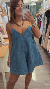 Denim Side Ties Romper