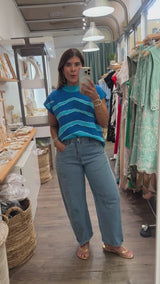 Aqua & Blue Mix Top