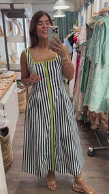 Navy & Lime Stripes Dress
