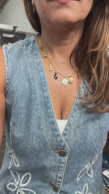 Flower Embroidery Denim Vest/Top