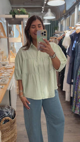 Green Stripes Tiered Top