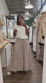 Almond Checkered Maxi Dress w/ Top