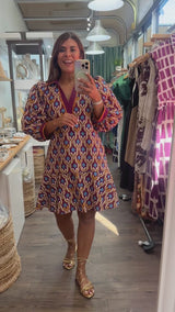 Geometric Print Drop Waist Dress