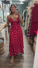 Red Polka Dot Back Detail Dress