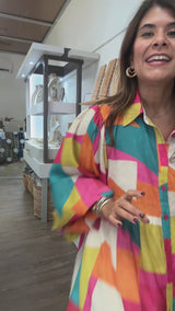 Multicolor Geometric Print Dress