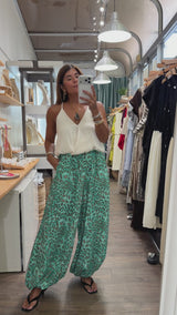 Ivory Top & Leopard Harem Pants Set