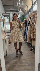 Polka Dots Cinched Waist Dress