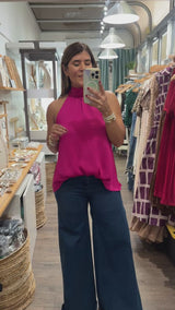 Magenta Halter Neck Top