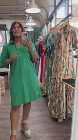 Green Flutter Sleeves Dress