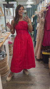 RE-STOCK Red Contrast Stitch Dress