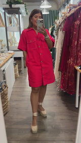 Red Contrast Stitch Dress