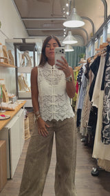 White Lace Mandarin Top