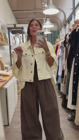 Ivory Poncho-Style Jean Jacket