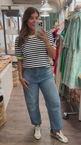 Black & Lime Stripes Top