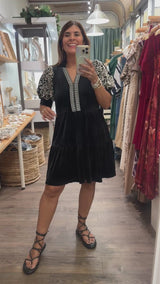 Black Velvet Tiered Dress