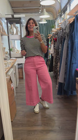 Pink Denim Cropped Pant