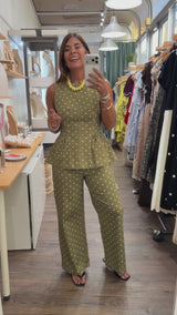 Olive Polka Dots Top & Pant Set