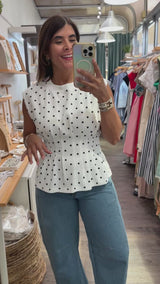 White Polka Dots Top