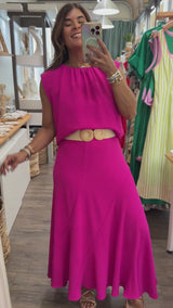 Magenta Top & Skirt Set