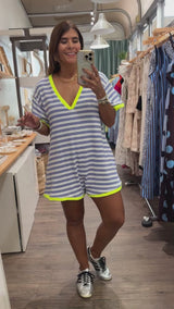 Blue & Neon Terry Romper