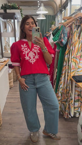 RE-STOCK Red & Pink Stripes Contrast Top