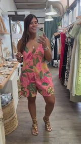 Pink Rio Print Romper