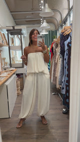 Ivory Strapless Top & Harem Pants