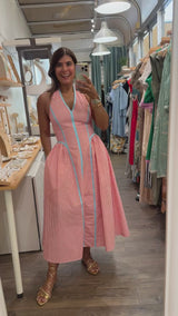 Orange & Aqua Halter Dress